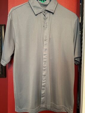Men's Short-Sleeve Button Polo Shirt super Light Gray summer m